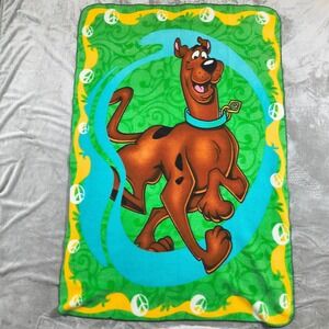 Vintage Scooby Doo Fleece Throw Blanket 67x45 Green Cartoon Network Peace Hippie